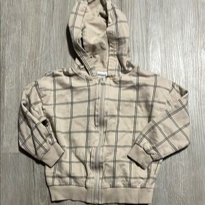 Kids Plaid Hoodie - Beige